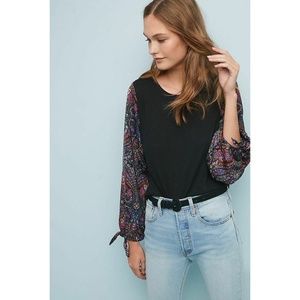 Anthropologie Maybelle Paisley Balloon Sleeve Top